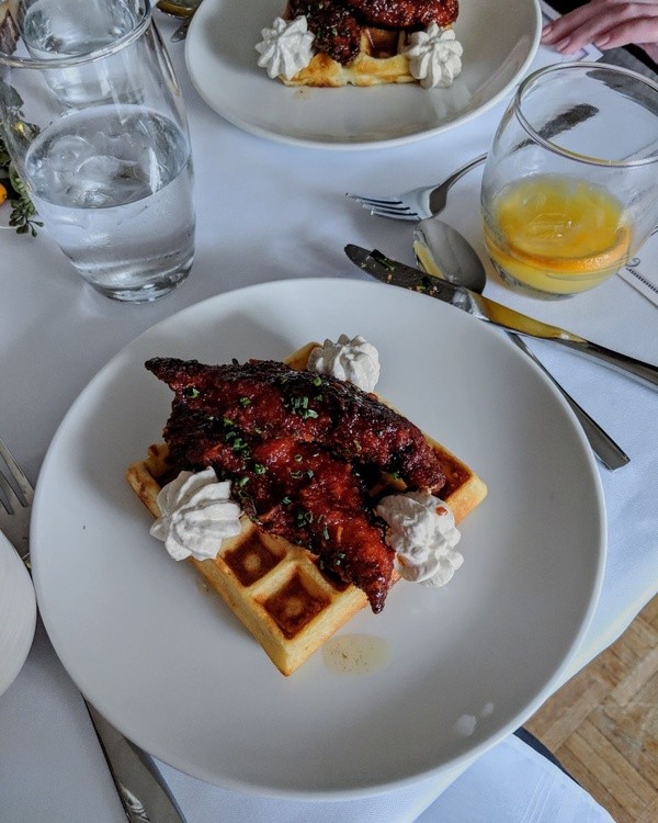 Crispy Gochujang Chicken - Buttermilk Waffle - Maple Meringue 2019 Midwinter Brunch