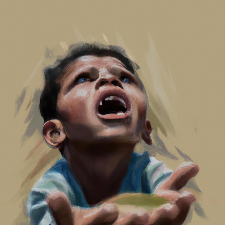 poor child asking food and help