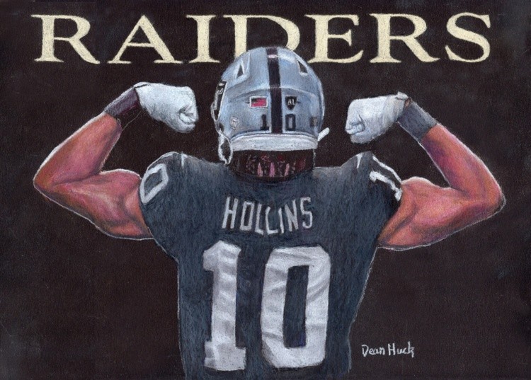 Mack Hollins - RAIDERS - Portrait in Colored Pencil by Dean Huck