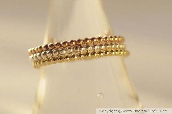 Tri color set of 3 Bands Yellow, Rose Gold, Silver