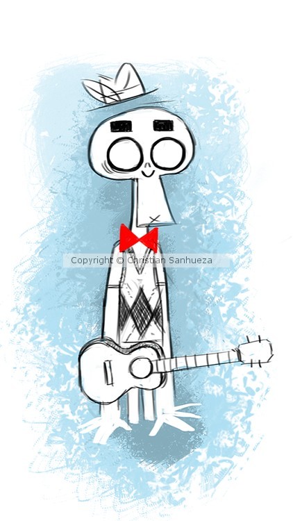 Señor Calaca con un ukelele