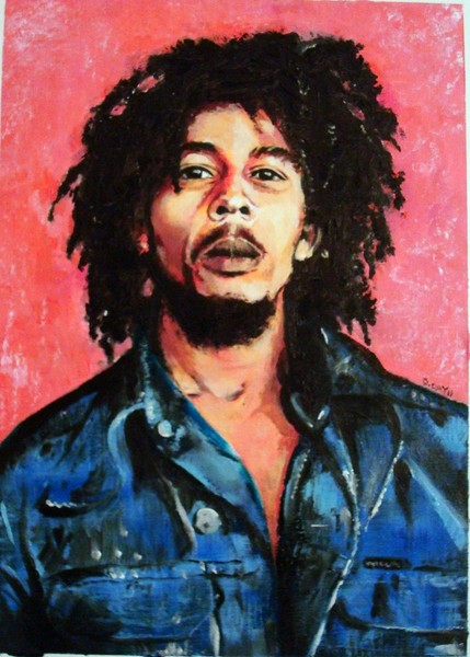 First oil painting , Bob Marley , 16x20