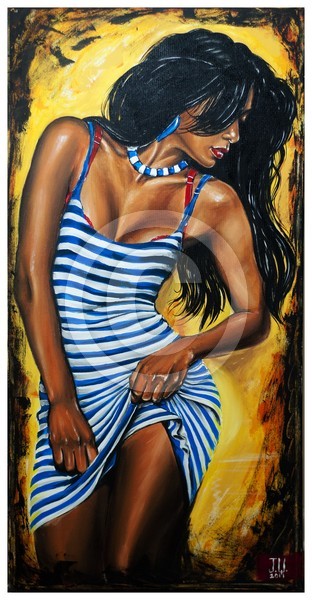 Jeremy Worst Blue Stripes acrylic artwork