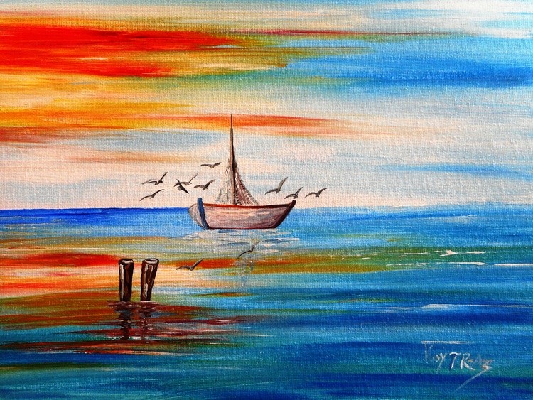 Greek Island - Original Acrylic Painting on Canvas 2