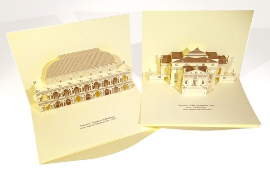 3D Popup Kirigami postcards of Vicenza, Italy