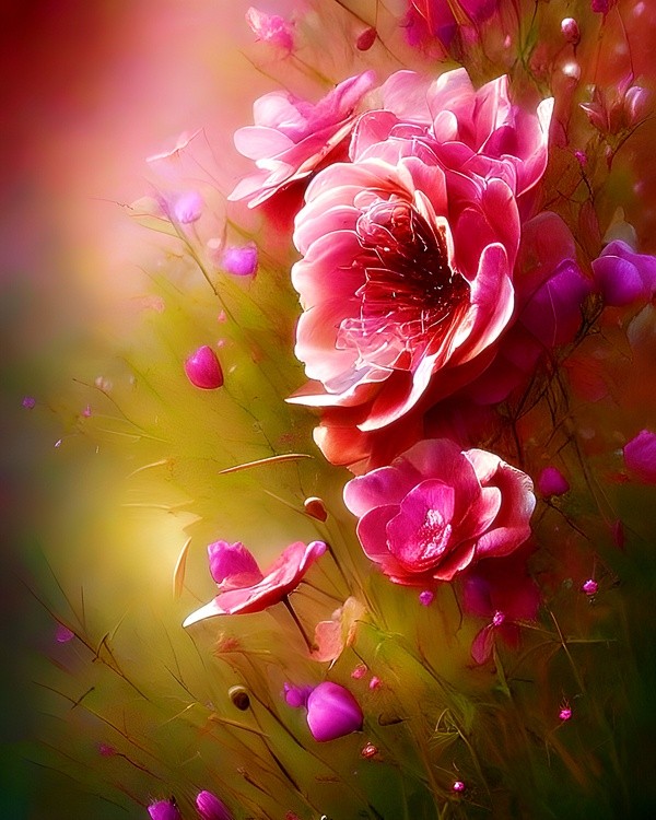 Deep pink wild roses