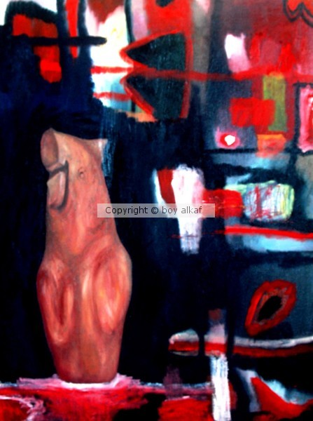 5. boy alkaf, patung kayu, 80 x 60 cm, cat minyak
