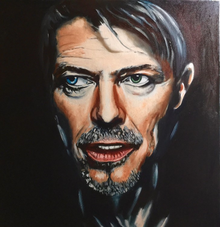 Devid Bowie portrait . Large size painting.
