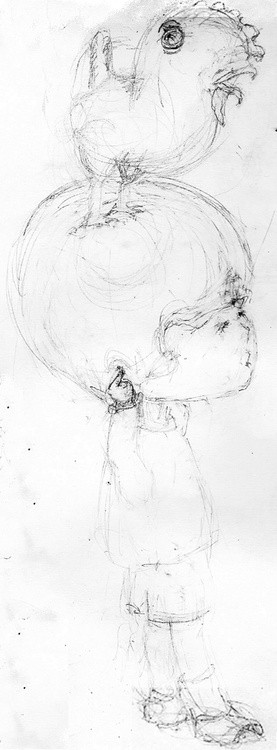 Kids Book Rooster+Kid Sketch