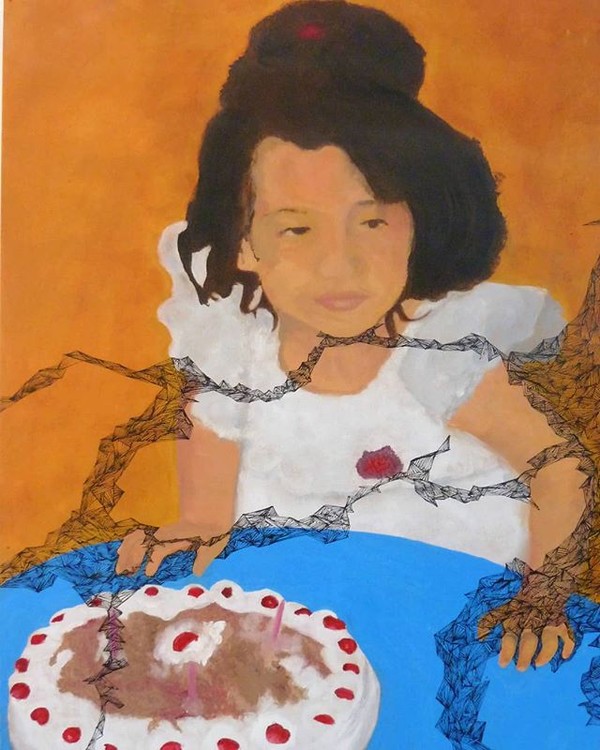 art acrylic blackoutseriel cut out happybirthday threeyearsold thoughts bound grid unhappy expectati