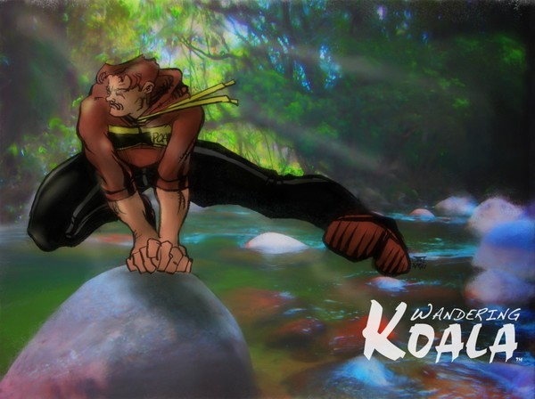 The Wandering Koala playing leap frog