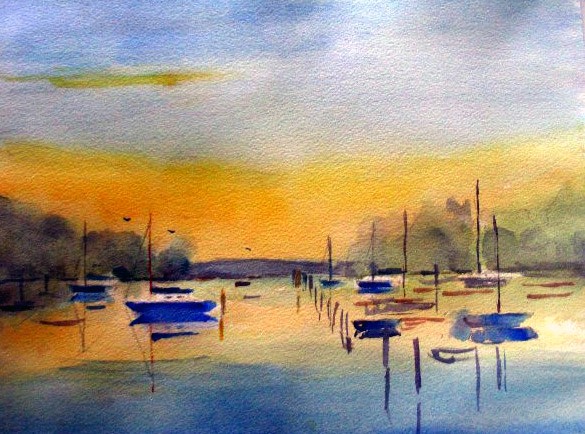 SUNSET SAILBOATS