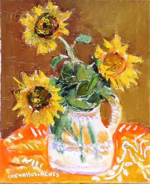 3   SUNFLOWERS   IN   MY   STUDIO