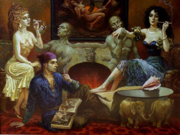 Room with mystic fireplace