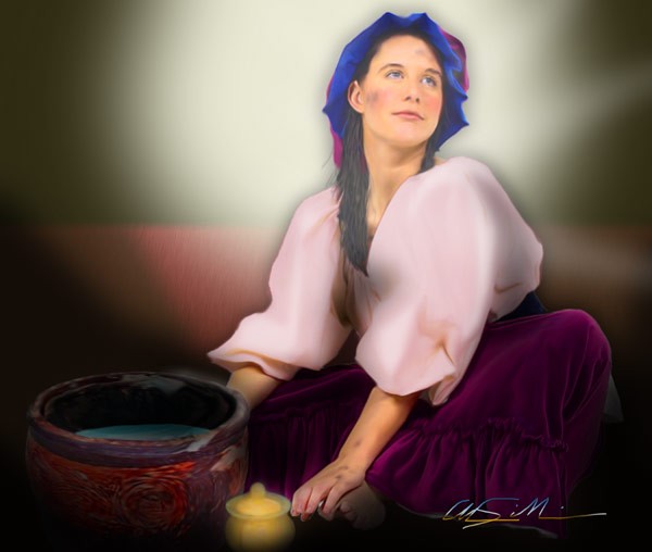 A Woman Washes His Feet