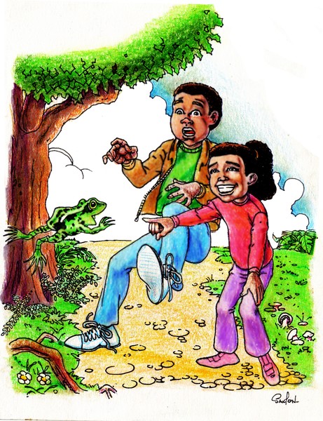 2 kids and a frog