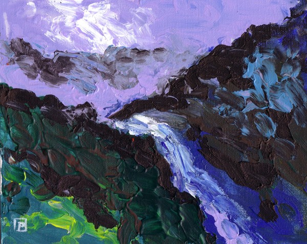A MOUNTAIN STREAM ABSTRACT FINGER PAINTING