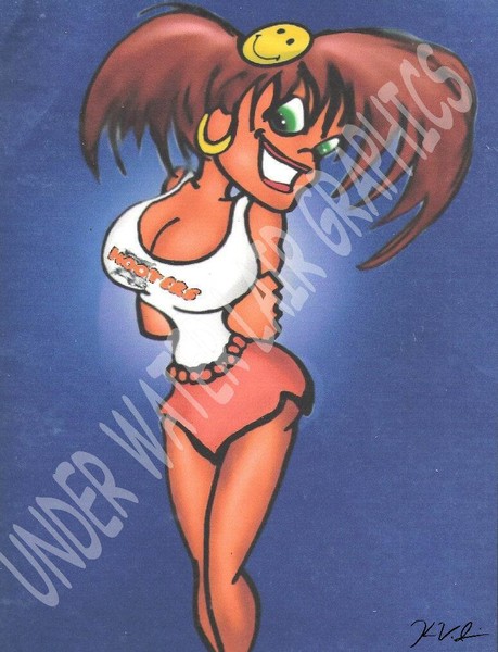 PANDA FROM BODY BAGS AS A HOOTERS GIRL