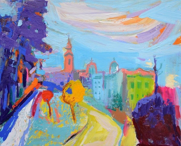 Beograd pogled sa Kalemegdana ulje na platnu 65x80cm