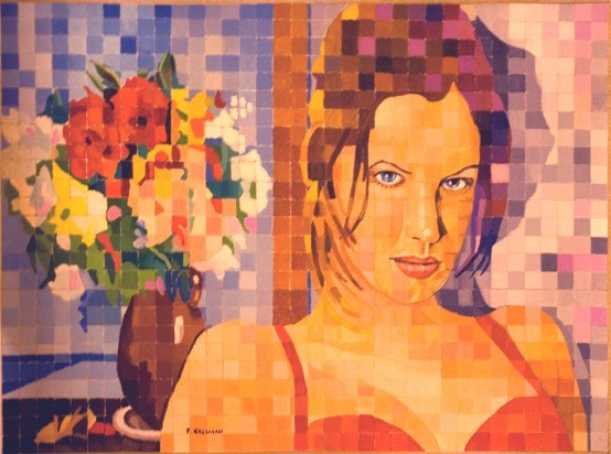 Modella con fiori