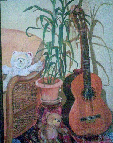 Still Life With Guitar and Teddy Bear