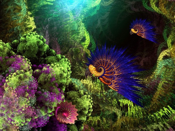 Fractal Blue Birds