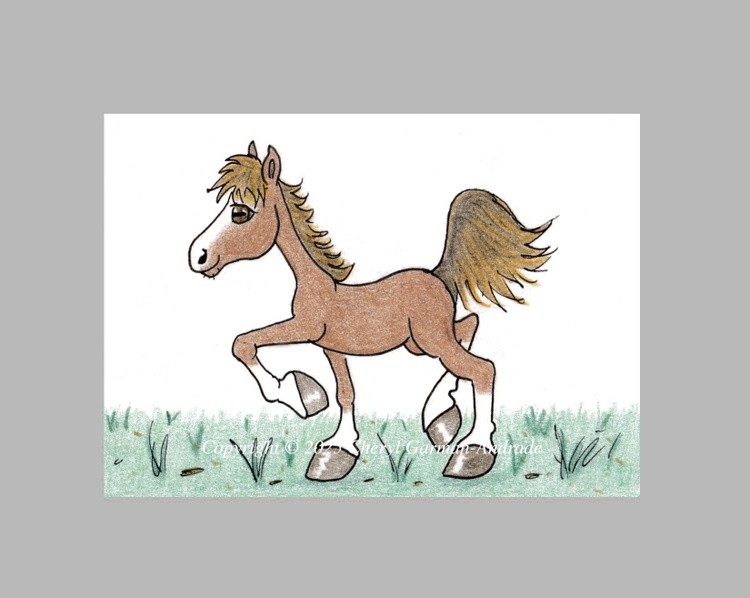 Whimsical Prancing Chestnut Horse 