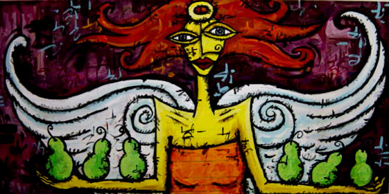 angel with pears