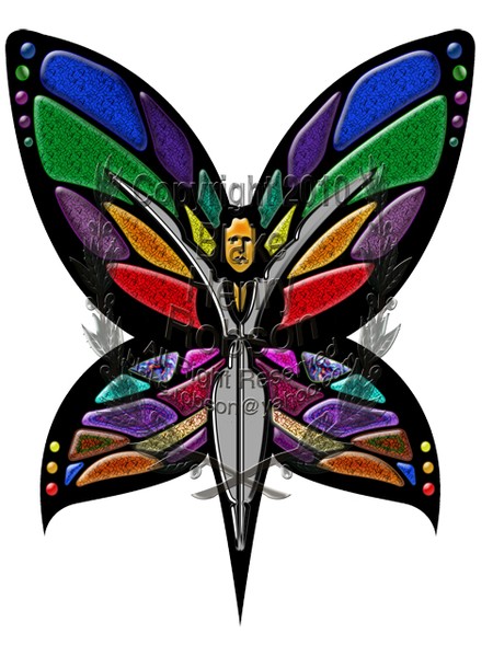 Woman Butterfly Rainbow Fire