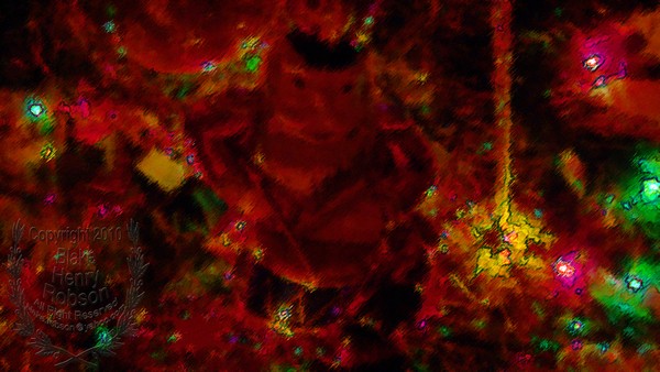 Christmas tree, ornaments, tinsel & colorful light