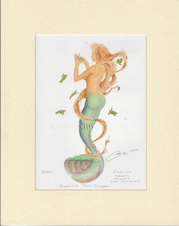 Mermaid Gwen with Kemp's Ridley Turtles