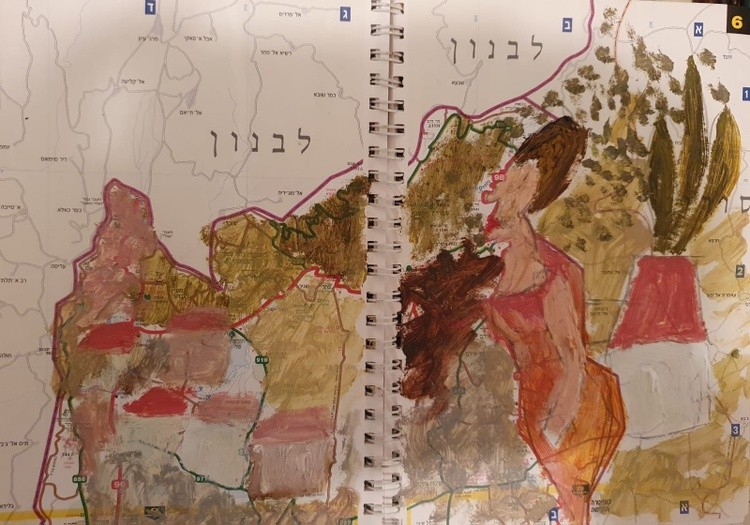 Painting on a map, no' 1, 2020
