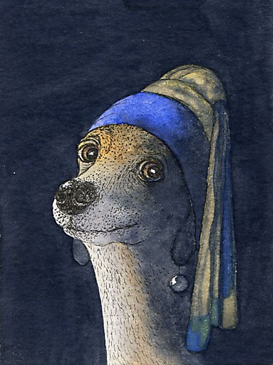 Dog with Pearl Earring by SusanAlisonArt