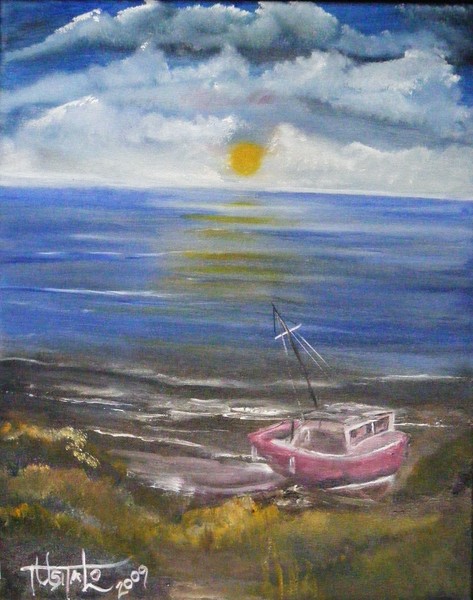 Beached Fishing Boat- xl
