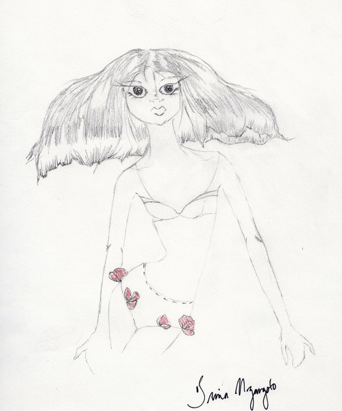 Girl With Red Roses Lingerie