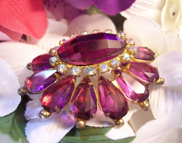 Purple Rhinestone Flower