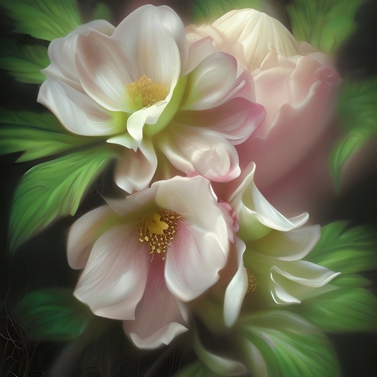 Soft white and pink roses