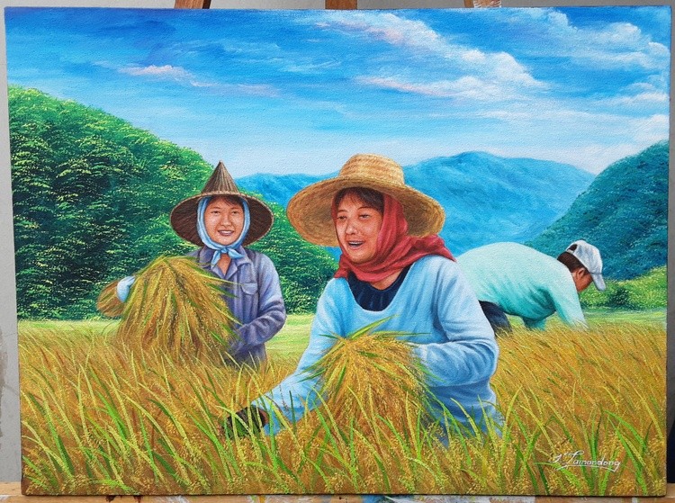 Happy Rice Harvesting