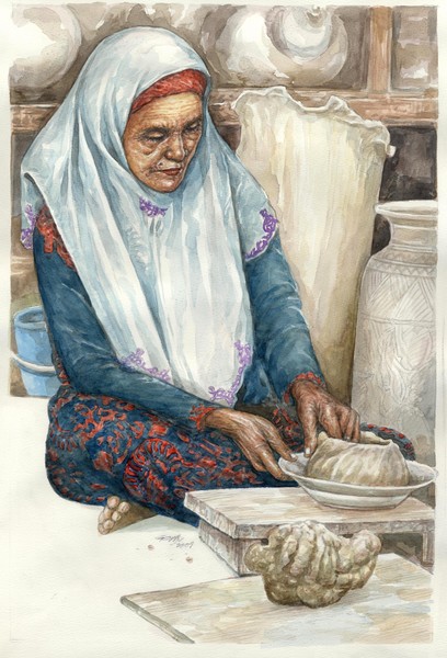 Malaysian womenmake sayung bowl