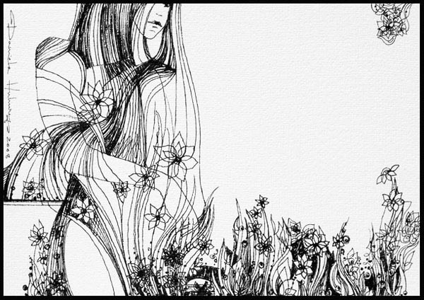 Walking through flowers