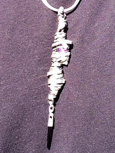 Sterling wire wrap pendant w/uncut Amethyst 