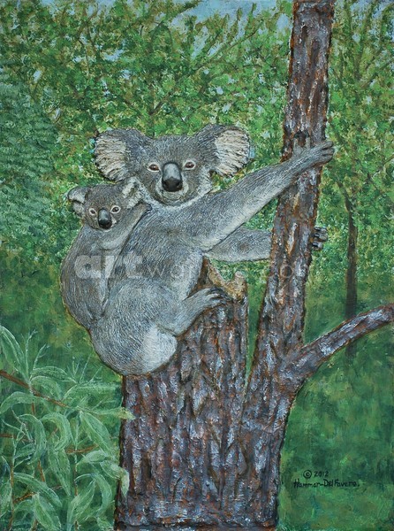 Koalas in a Tree Painting