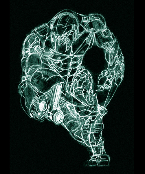 alien fighter sketch