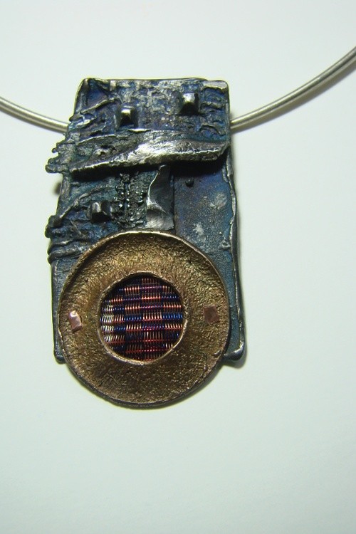Wearable Art Bronze ,silver Titanium Pendant Art- Fashion- .Gomolka Art Line Studio