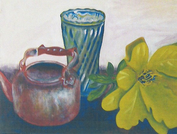 Still life with plastic flower