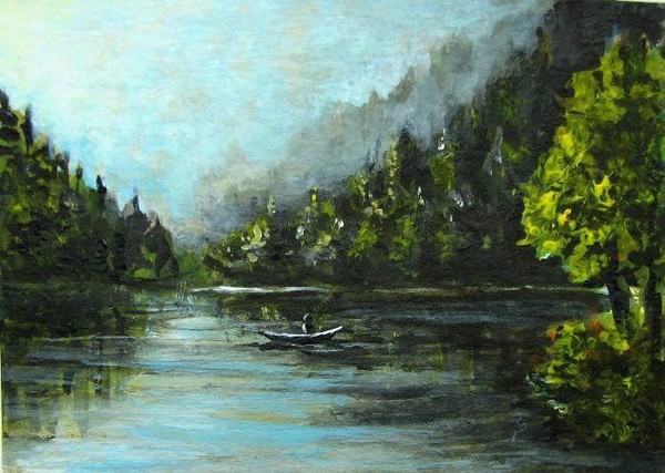 ACEO Early morning fishing