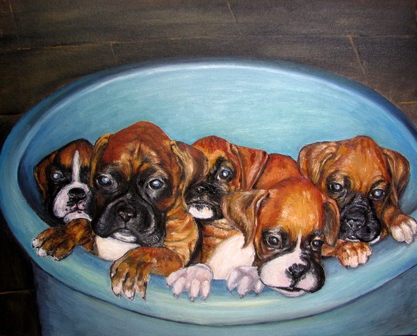 Funny Puppies oil painting