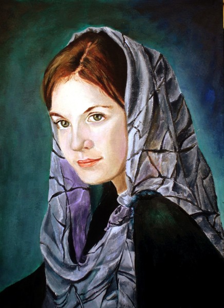 Woman in Gray Scarf