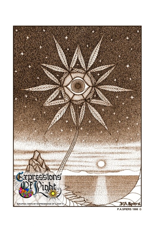 ExpoLight-Graphic-Arts-Cannabis-Eye-Sunset-1986-0001 (Pen-&-Ink-Sepia-SP)