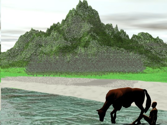 Stories series: Resting by river - Horse and man